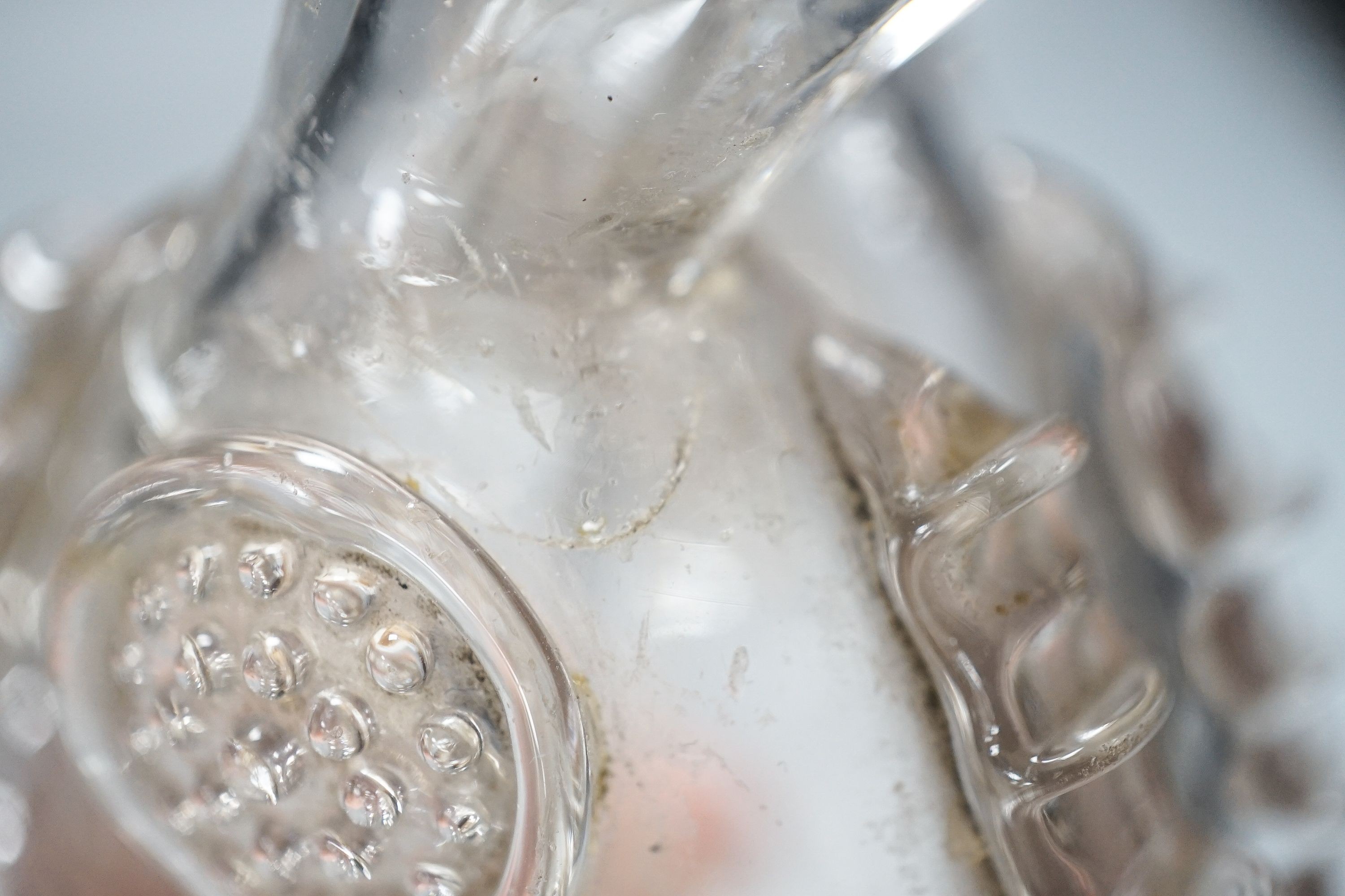 A 18th century glass twin-chamber novelty flask 16cm